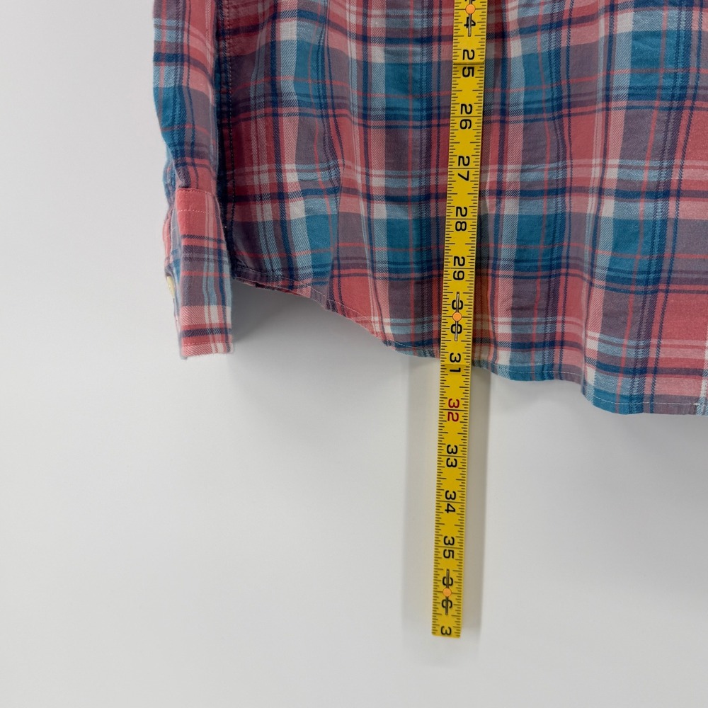 $158 NEW Faherty Brand Sun Berry Plaid Tropical Cotton Shirt XXL Pink Blue - Picture 7 of 9